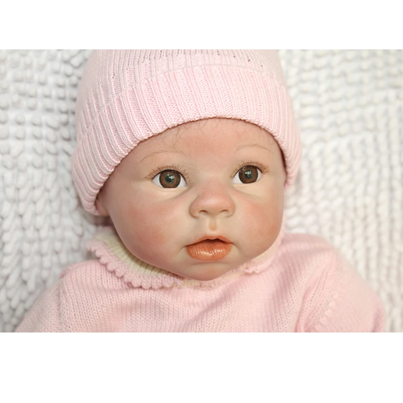 22 Инче силиконовые Reborn Baby Doll для мальчиков и девочек игрушки безопасные хобби настоящая жизнь коричневые глаза специальная мягкая кукла