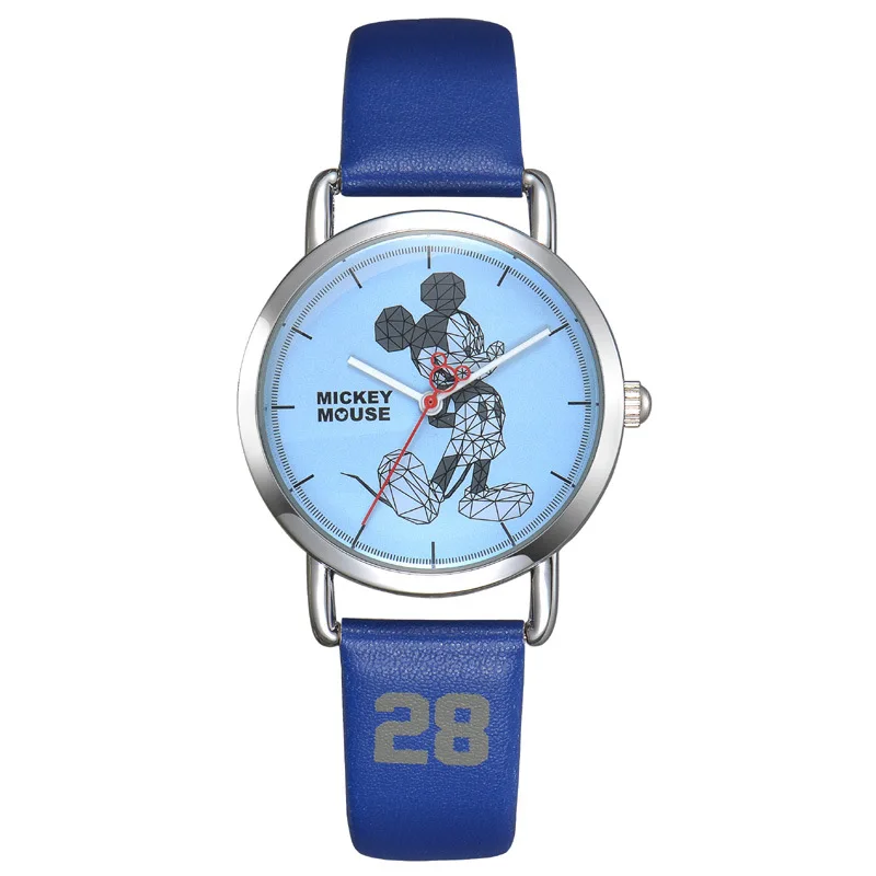 ФОТО Children cartoon leather watches kids boys clocks quartz student child wristwatches waterproof Disney Mickey Mouse MK-11028