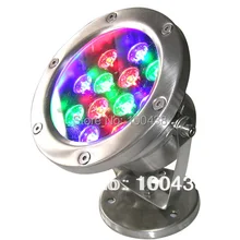 Светодиодный прожектор из нержавеющей стали RGB 12 Вт, подводный светодиодный прожектор, 12В постоянного напряжения, гарантия 2 года