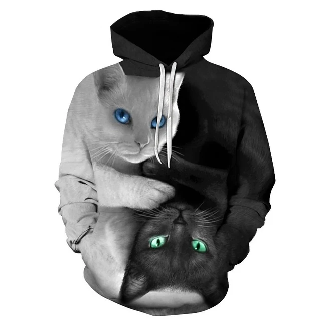 SOSHIRL 3D Space Cat Hoody Funny Galaxy Cool Hooded Unisex Women/Men
