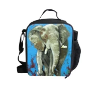 FORUDESIGNS,, сумка для ланча с животным принтами, детский школьный Ланч-бокс с 3d слоном, Ланч-бокс, термоизолированная детская дорожная сумка для пикника - Цвет: Золотой