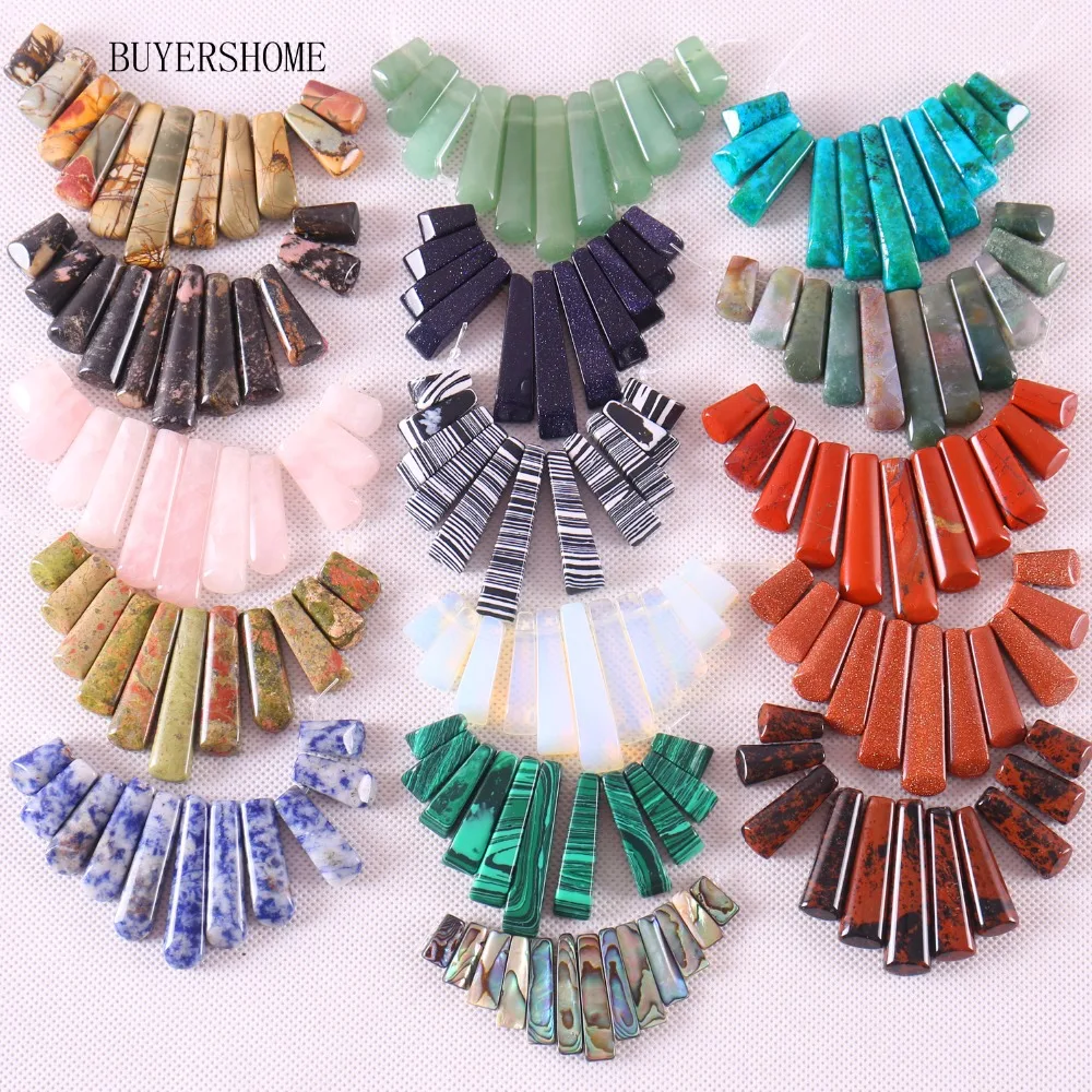 

Free Shipping Natural Opal Onyx Tiger's Eye Green Aventurine Crystal Abalone Shell Sandstone Rhodonite Pendant Beads Group 11Pcs