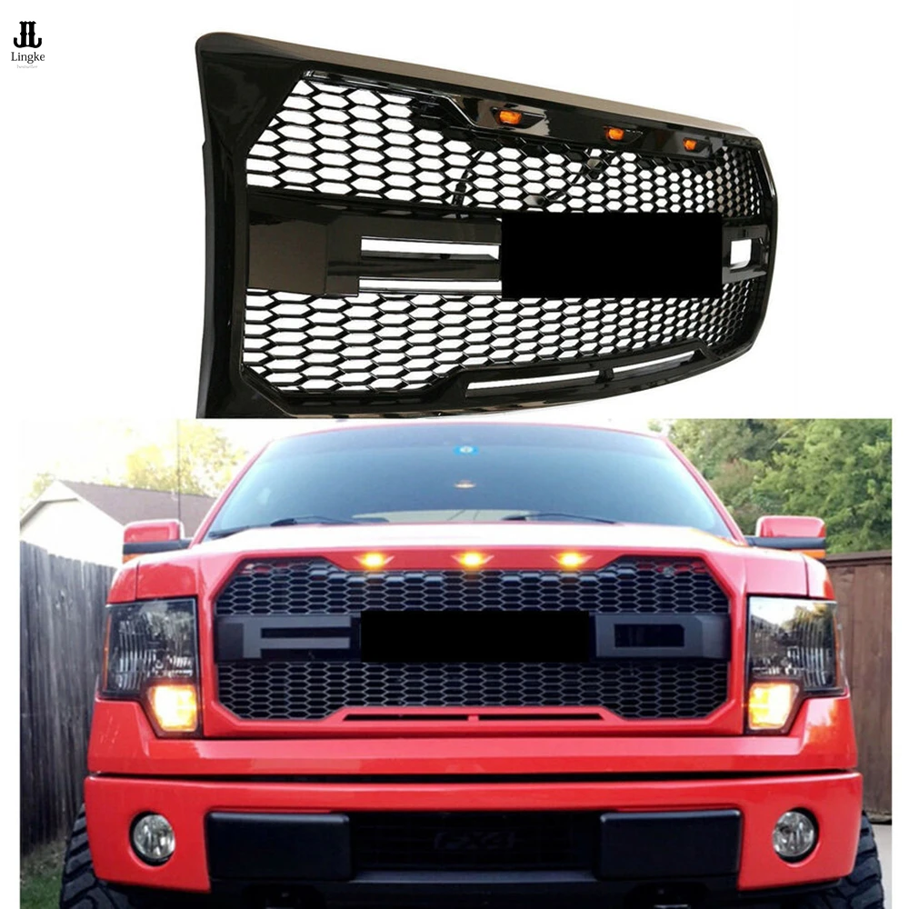 

ABS Raptor Gloss Black Grill Front Grille For Ford F150 F-150 2009 2010 2011 2012 2013 2014