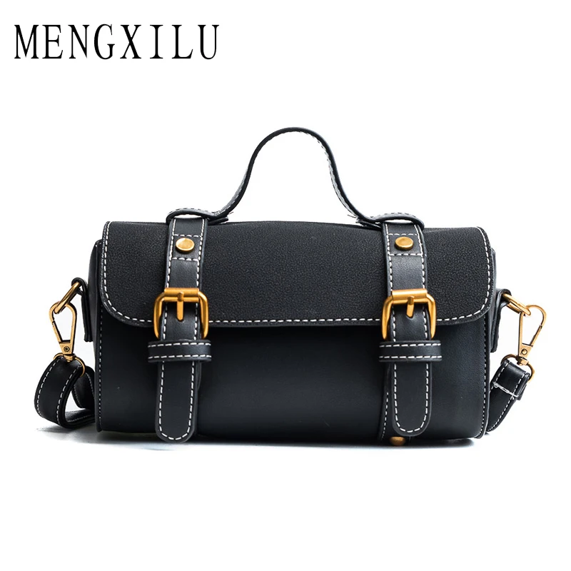 

MENGXILU Fashio PU Leather Satchel Women Messenger Bag Vintage Designer Postman Handbag Female Small Briefcase Crossbody Handbag
