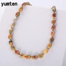 Yumten collar de Jade colorido Cadena de cuentas joyería de moda para mujer boda sieradén geométrico Joyas Rolo cadena Sexy elegante Anime(China)
