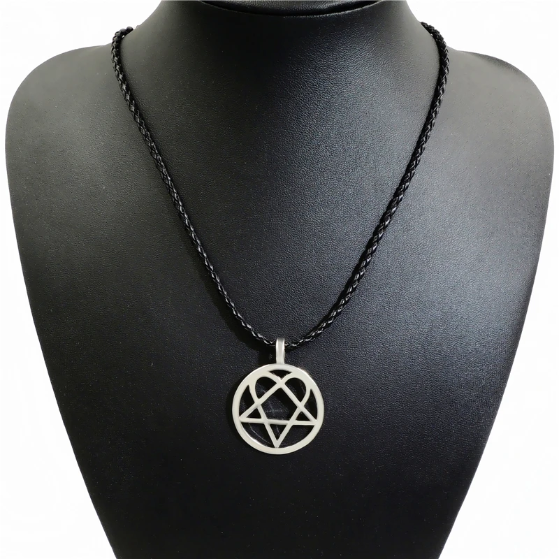 Heartagram звезда сердце его Серебряный тон Мужские Женские оловянные кулон ожерелье LP215