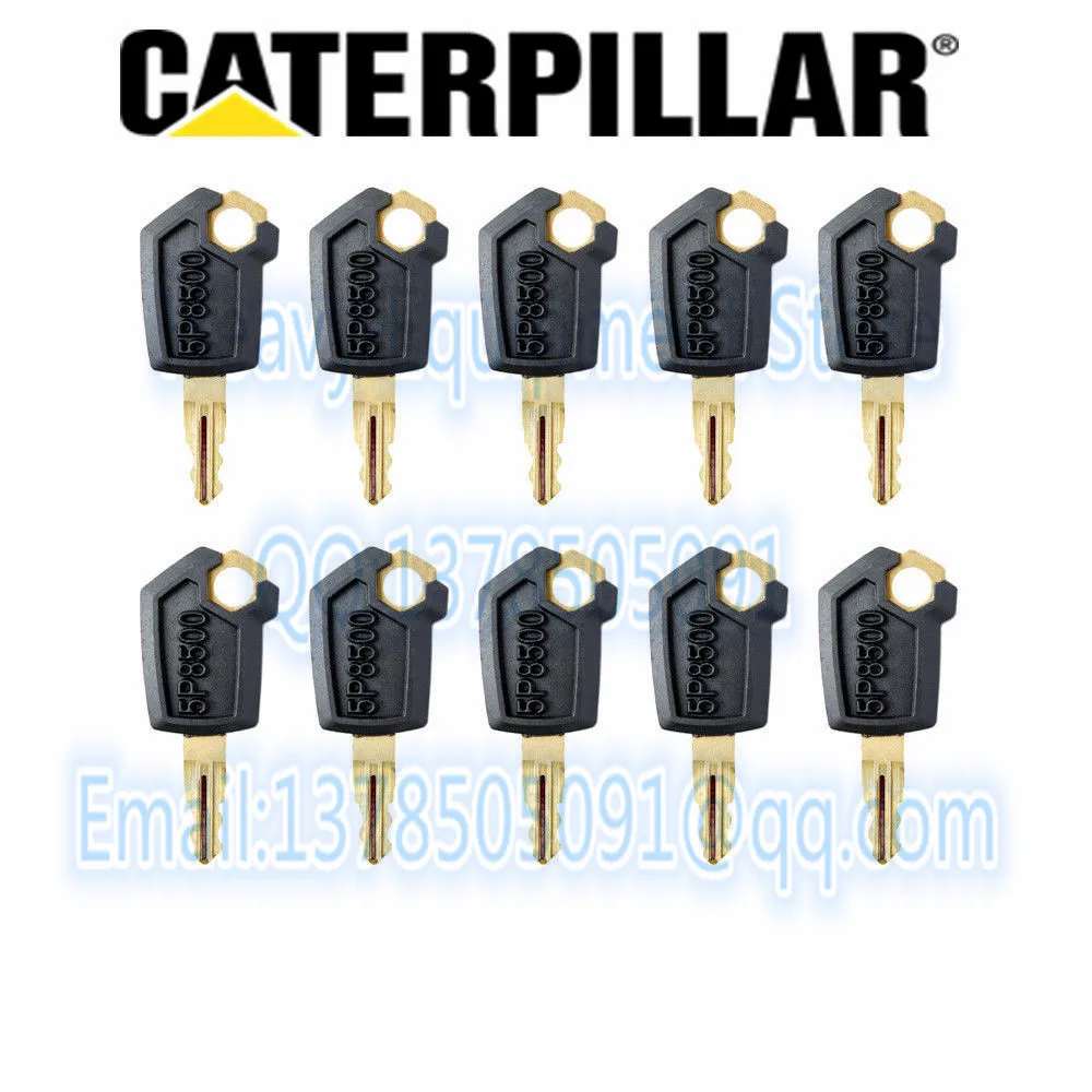 

10 PCS High Quality 5P8500 Key For Caterpillar CAT Heavy Equipment Ignition Loader Excavator Dozer Metal & Plastic Black & Gold