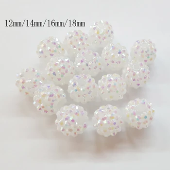 

(Choose Size First) 12mm/14mm/16mm/18mm Jelly White AB Small Resin Rhinestone Beads