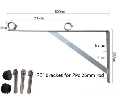 2 шт.(1 пара)/лот настенное крепление из Нержавеющей Стали Угловой складной кронштейн поддержка для подвешивания 25 мм " 32 мм 1-1/4" труба трубы Displayi - Цвет: 20in 25mm Double