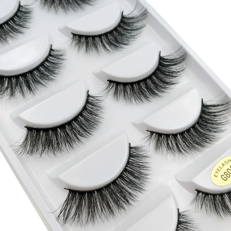 5 pairs 100% Real Fake Mink Eyelashes 3D Natural False Eyelashes 3d Mink Lashes Soft Eyelash Extension Makeup Kit Cilios G806