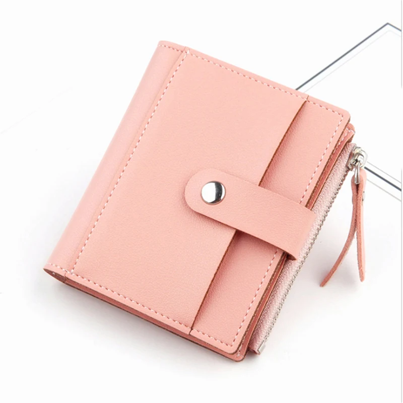 

Small Purse Lady Short Wallet Snap Fastener Zipper Female Clutch Multifunctional Women Wallet Coin Purse For Credit Card Holder