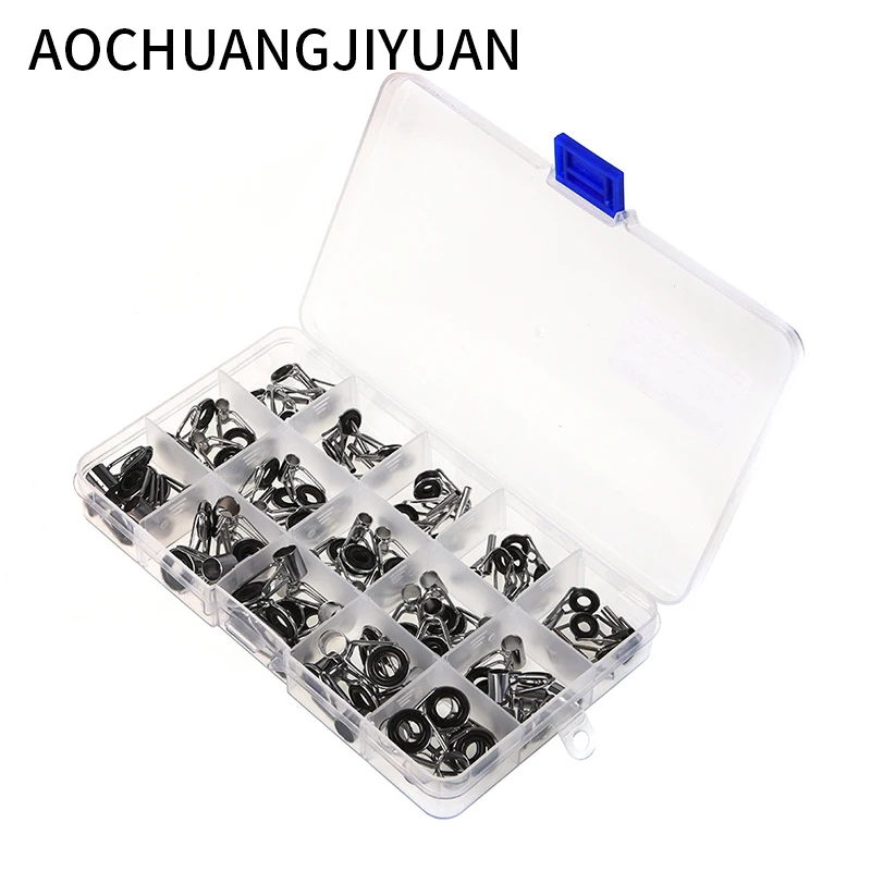 

75Pcs/Box Telescopic Fishing Rod Guide Tip Repair Kit Rod DIY Eye Rings Fishing Rod Guide Fishing Tackle