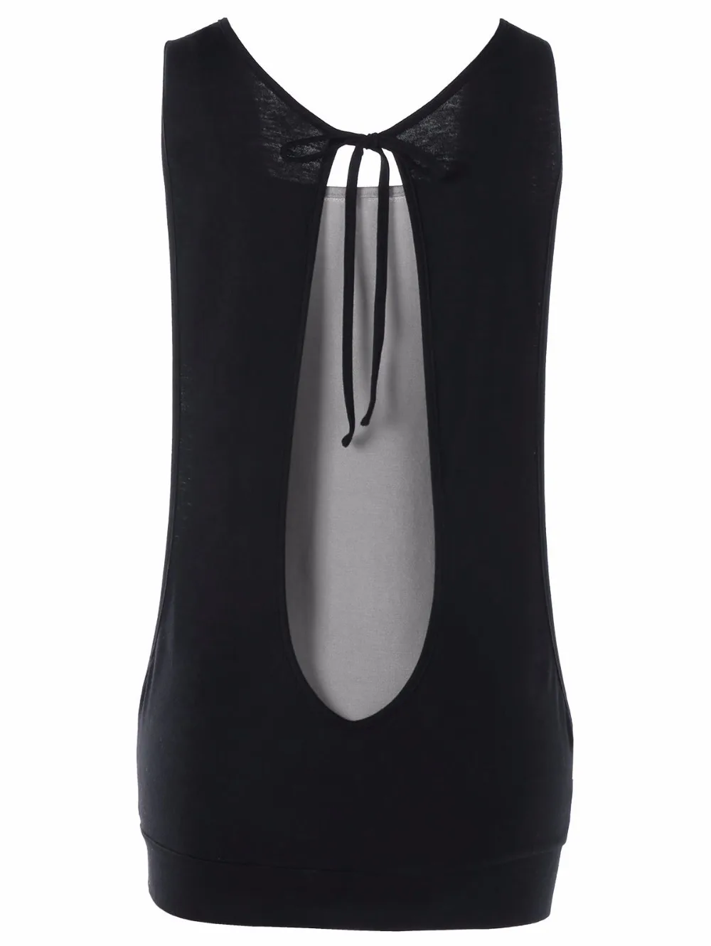 VESTLINDA Cowl Neck Faux Twinset Panel Cut Out Sleeveless Tank Top Womens Summer Clothing 2018 Fashion Sexy Top Female Tanktop 8