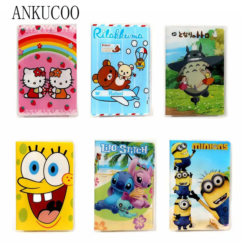 8 Color Fashion Cartoon hello Kitty Sponge Bob Passport Holder Passport