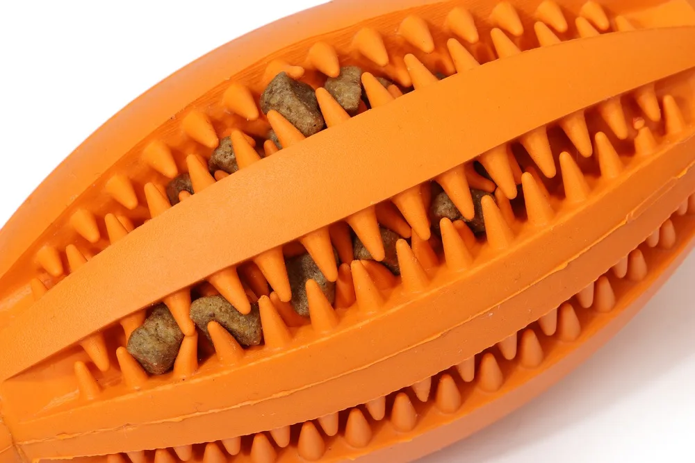 Dog Toy Interactive Rubber Rugby Bone Molar Stick Elasticity Leaky Feeding Ball Pet Dog Chew Toys Tooth Cleaning Balls Training (9)