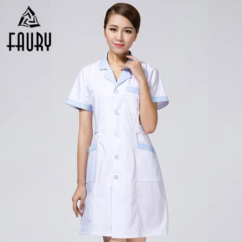 

Men Women Lab Coat Suit Collar Short Sleeve Nurse Uniform Summer Doctor White Coat Dental Beauty Salon Pharmacy Workwear Clothes