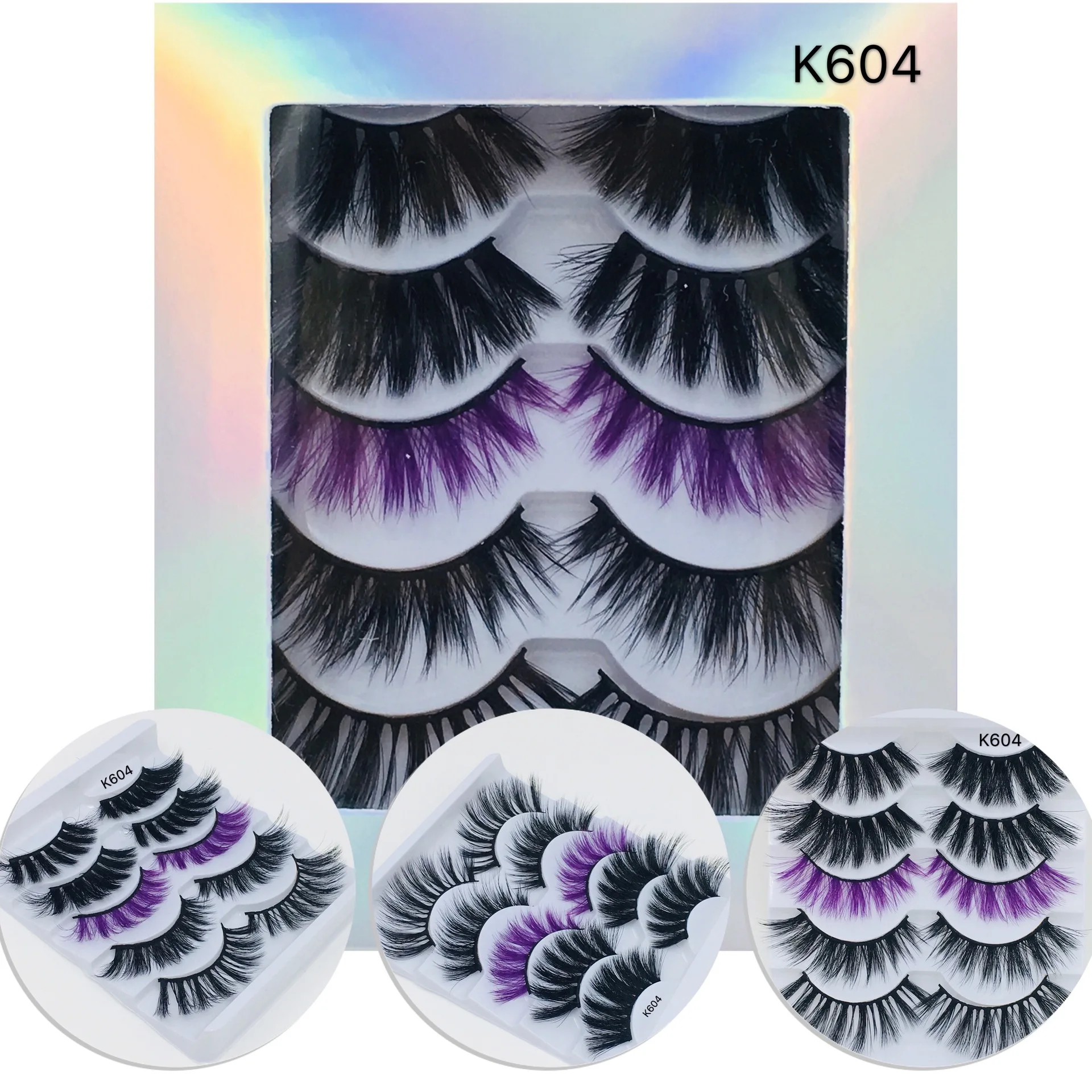 

5 Pairs Mixed False Eyelashes Natural 20 - 25mm Length Thick Volume Long Faux 3D Mink Hair Wispy Lashes Color Fake Eylashes