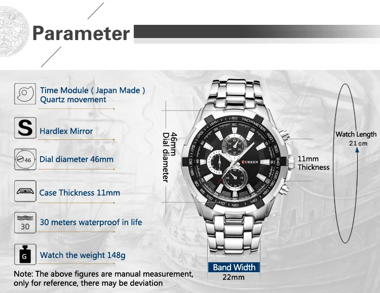 CURREN new watches men top luxury brand Quartz Fashion casual Wrist watch mens Waterproof full steel mens sports watches clock
