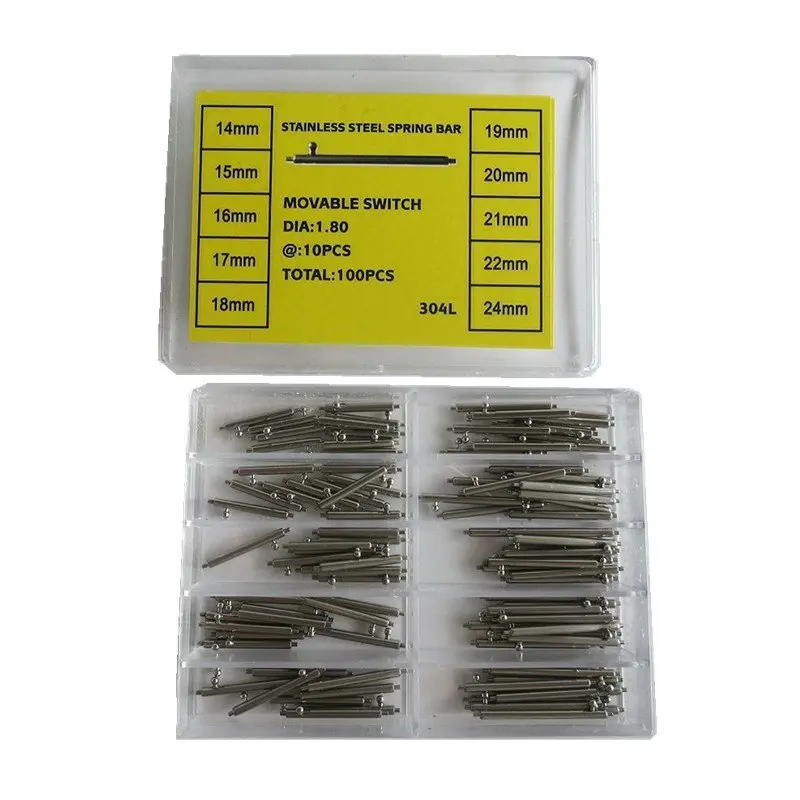 

100 Pcs Dia 1.5mm 1.8mm Watch Quick Release Spring Bar w/ Movable Switch 14mm-24mm for Watchmaker