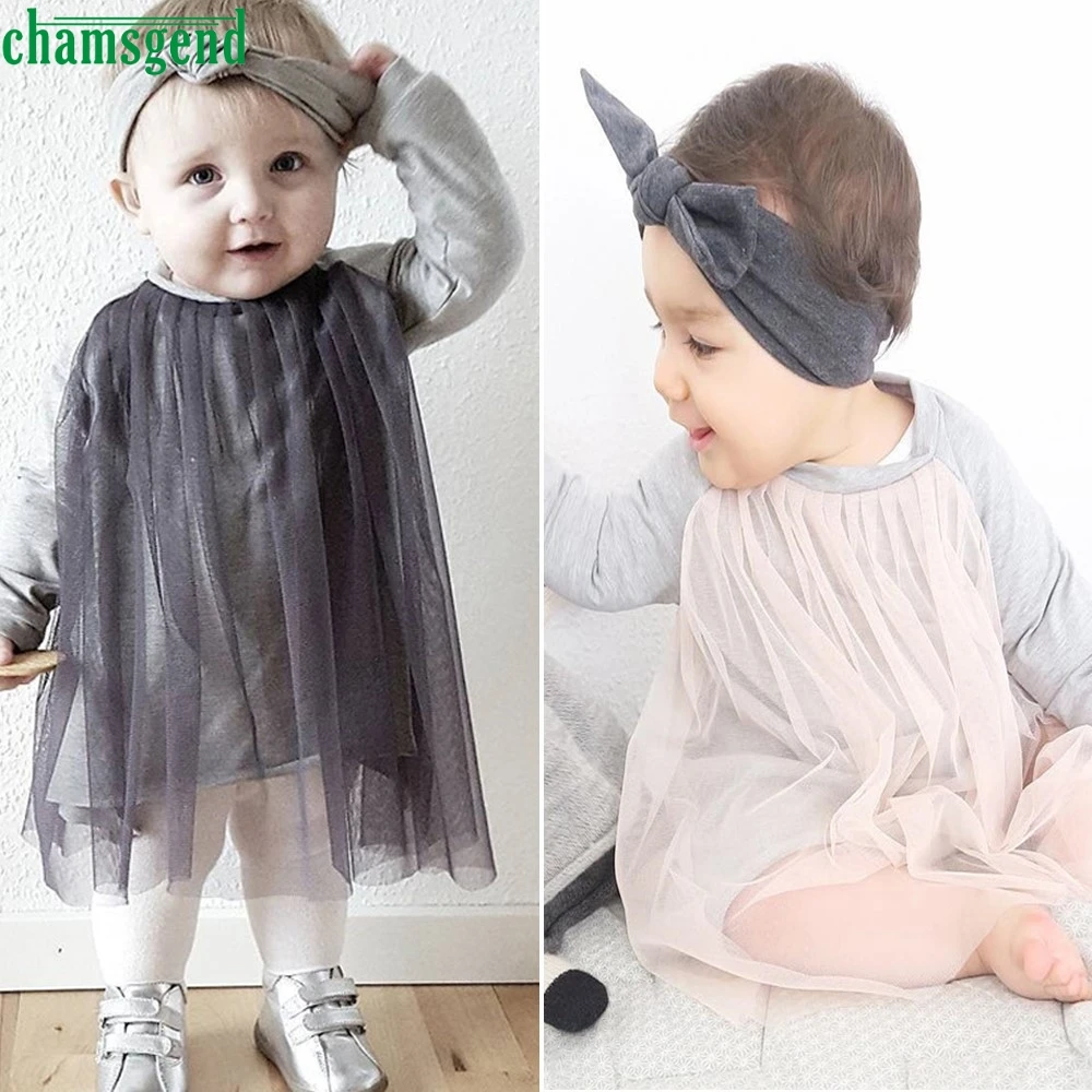 

Fashion cute Pink Black hot Newborn Baby Girl Solid Long Sleeve Dress Gauze Princess Dress Outfits Clothes P30 vestidos st8