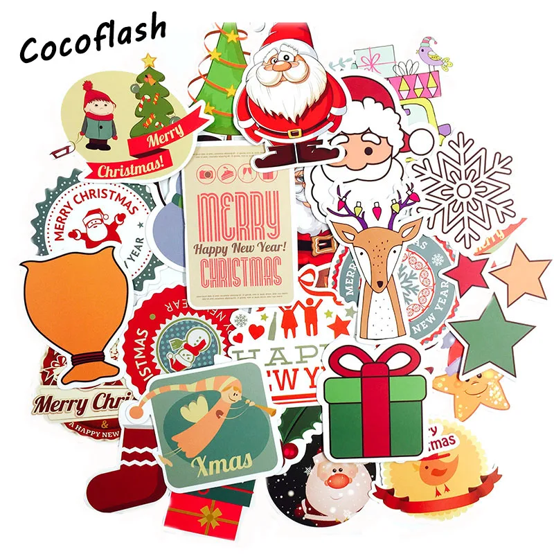 50Pcs Christmas Stickers for DIY Scrapbook Label Index Sticker Pack Laptop Suitcase Car Styling Phone Vinyl Decals Toy Sticker