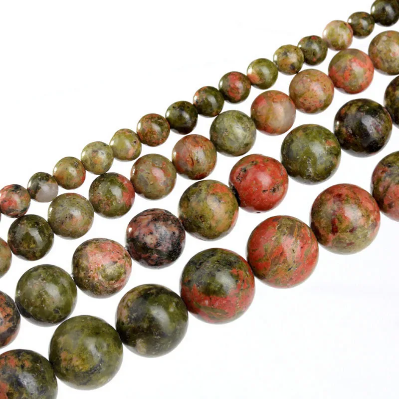 NB0034 Natural Semi precious Stone Bead 4mm 6mm 8mm 10mm unakite loose