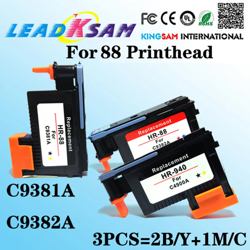 3 шт. = 2B/Y + 1M/C совместимая с hp88 печатающая головка для 88 Officejet Pro K8600 8600 C9381A C9382A |
