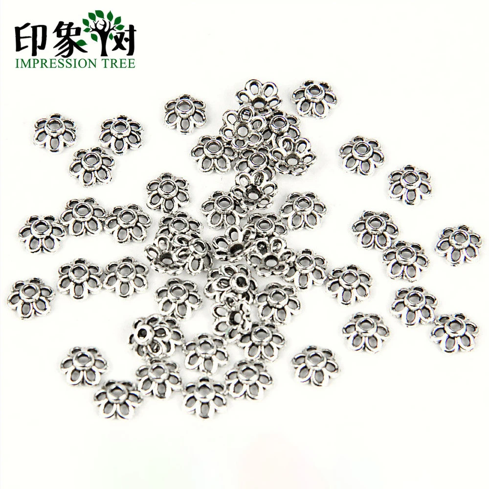 50pcs Tibetan Silver Metal Round Spacer Loose Beads À faire soi-même Jewelry Findings 5 mm