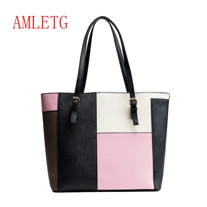 

High Quality New Stitching Fashion Womenbag Large Capacity Tote Handbag Women's Shoulder Bags Women Evening Bags Bolsa Feminina