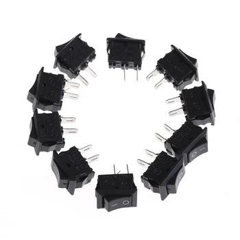 

10Pcs 10*15MM KCD1-11 250VAC/3A 6A 125V AC 2P Switches Small Black Rocker Switch