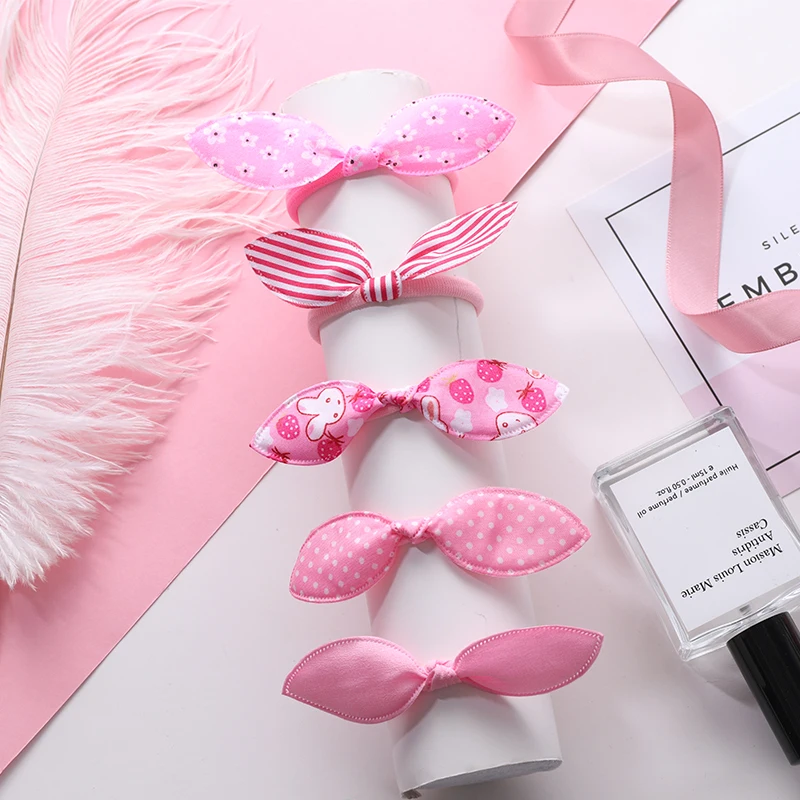 

New 5PCS/Lot Fashion Rabbit Elastic Hair Bands Hair Accessories For Girls Cute Ponytail Holder Rubber Bands Children Scrunchies