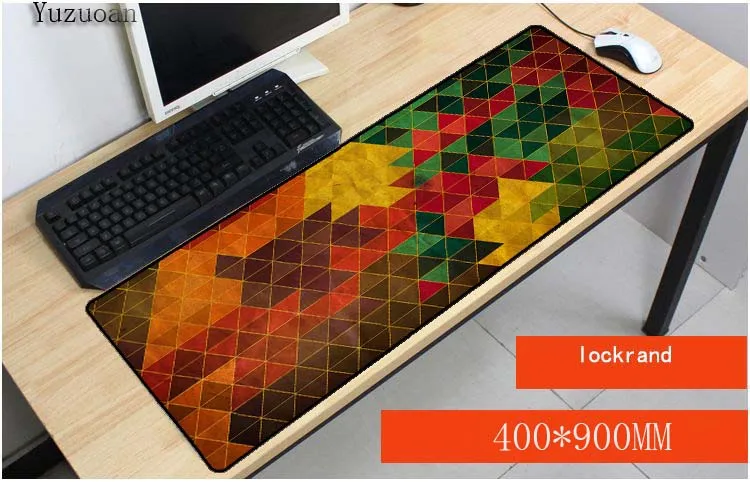 

Yuzuoan 900*400 *3mm Colorful triangles gaming mouse pad large Anime rubber mouse pad Keyboard Mat Table Mat Free Shipping
