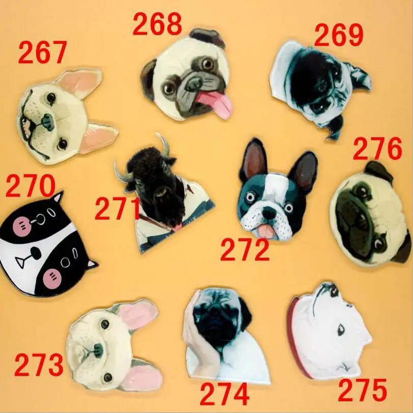

1 PC Acrylic Brooches Cartoon Animals Dog Pug Samoyeds Brooches Backpack Clothes Brooches Pins Bag Decor Brooch Badge Cow