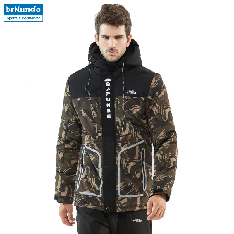 

Outdoor Mens Hiking ski Jacket Camouflage thick warm Assault jacket Windproof Camping Jacket Down Hooded Jackets Men Plus Size