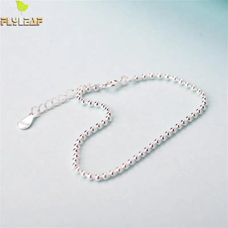 

Flyleaf 925 Sterling Silver Beads Bracelets For Women Simple Fashion Fine Jewelry Bracelets & Bangles High Quality Ins Style