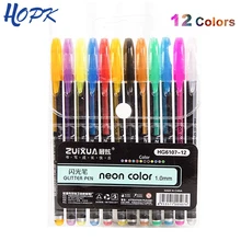 Ensemble de stylos à Gel 12 couleurs, métallique, Pastel, paillettes, marqueur de papeterie scolaire, bricolage, croquis, peinture, dessin, stylo Doodling, cadeaux pour enfants