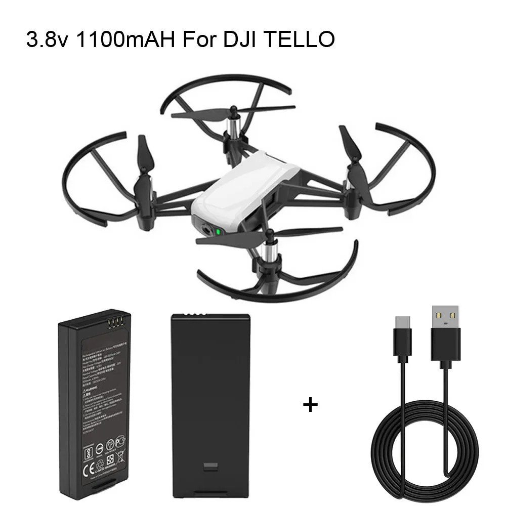 

Intelligent Flight Battery 1100 mAh 3.8V +USB Charging Cable For DJI Tello Drone Remote Control Accessories Replacement