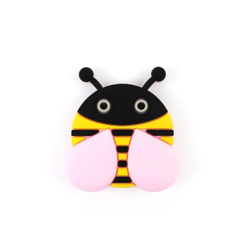 5 шт. Сова медовый пчела Перл Силиконовые Бусины 3 см Прорезыватели для зубов DIY Мини Птица BPA бесплатно животных силиконовые Kralen бисера Детские продукты - Цвет: Pink Butterfly