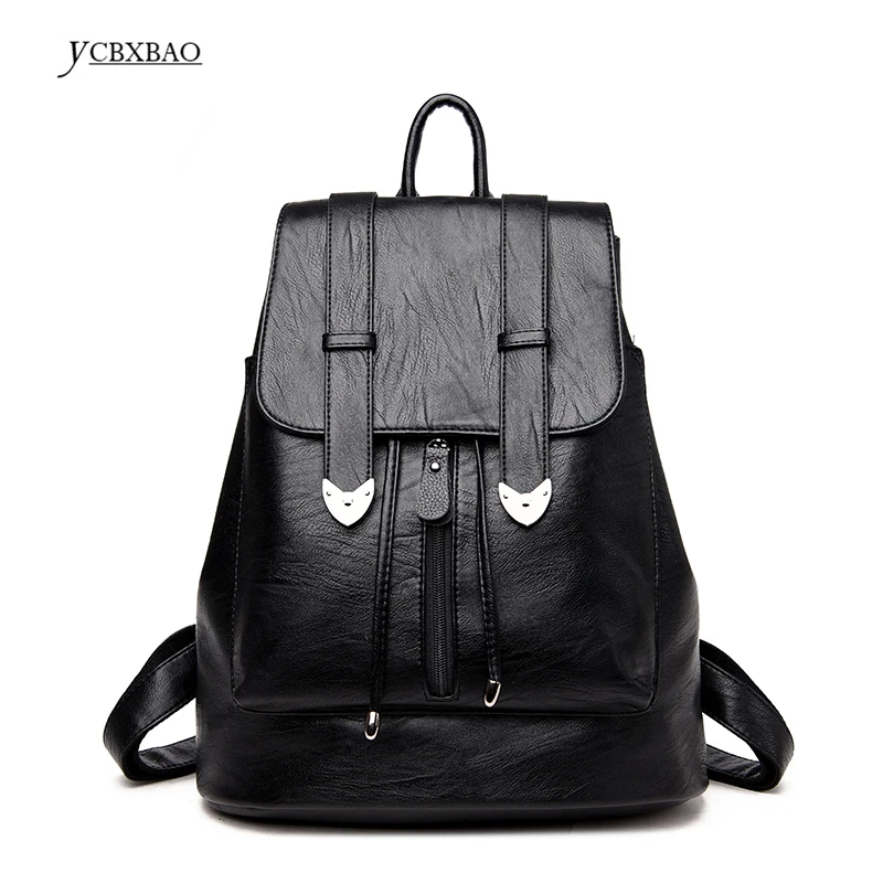 Women Leisure Travel Backpack High Quality PU Leather School Bags For Teenager Girls Female Black Bagpacks Rucksack Plecak