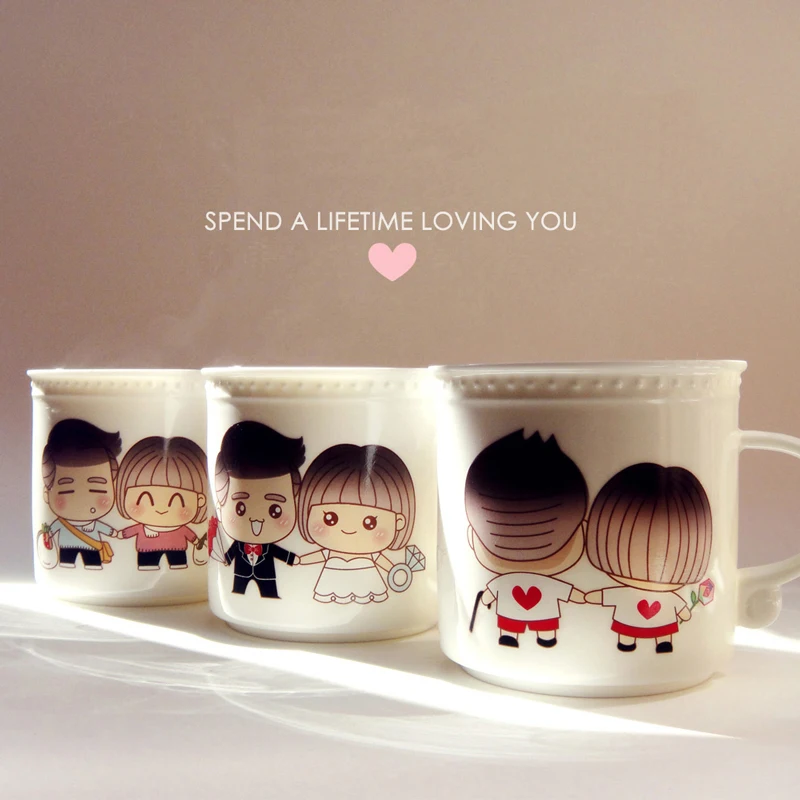 

Magic Loving You Color Changing White Ceramic Mug Heat Sensitive Sublimation Milk Coffee Drinks Cup Couple Gifts HOT