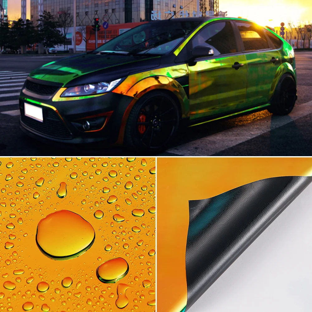  AuMoHall Holographic Rainbow Chrome Car Sticker Laser Plating Car Body Wrap Film DIY Car Styling