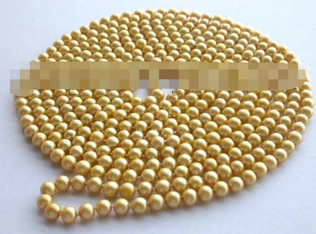 

bjc 0001326 100" luster Genuine Natural 7mm Golden Round Pearl Necklace (C0309)