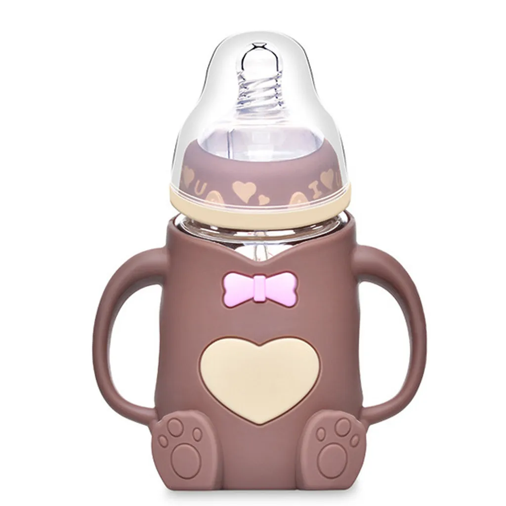 2019 NEW ARRIVAL Infant Baby Bottle Cute Feeding Glass Safe Silicone Milk With Handle Sippy Cup Gourde Enfant | Детская одежда и