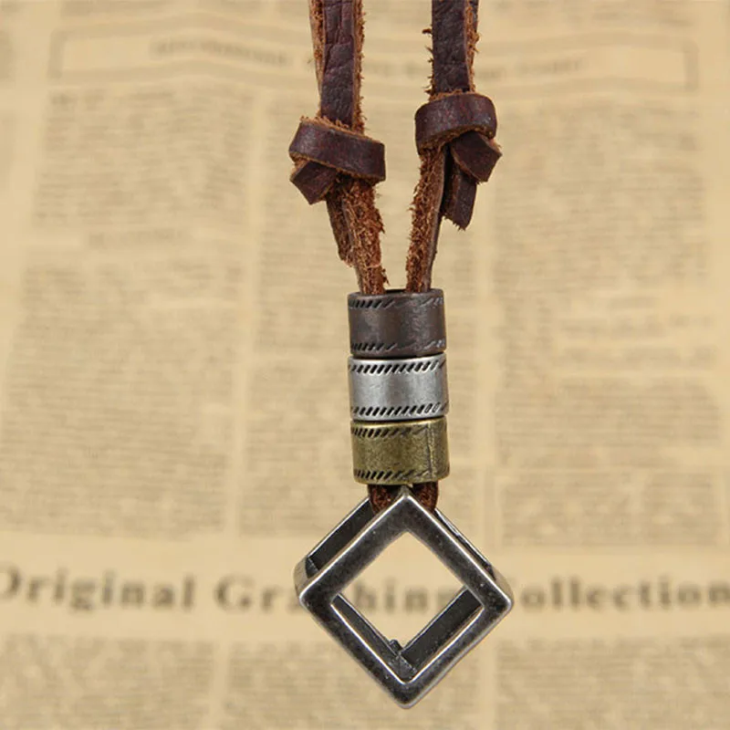 Fashion Men Necklace Pendant Jewelry Leather Necklace For Men Chain Male Collar Vintage Accessories (24)