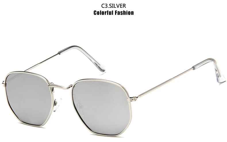 Samjune мужские шестигранные Плоские линзы, солнцезащитные очки авиаторы, брендовые дизайнерские новые винтажные женские Розовое зеркало, солнцезащитные очки для вождения - Цвет линз: C3