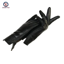 Черные утолщенные кожаные перчатки с бантом, новые женские перчатки из натуральной кожи, зима-осень, женские модные брендовые теплые кожаные перчатки fv03