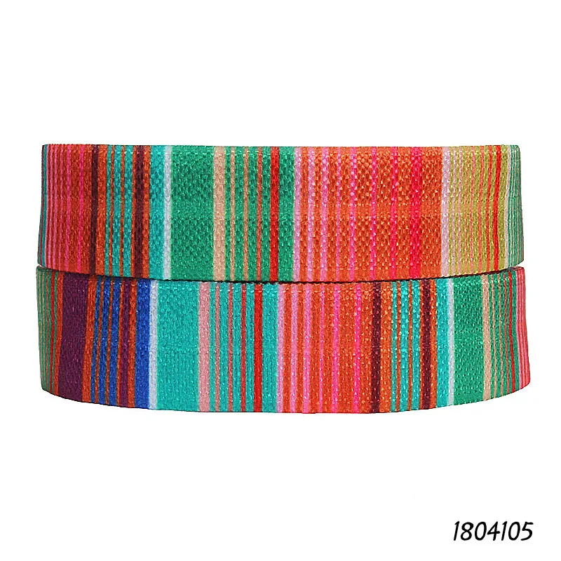 

(50 yards/lot) Flora Ribbons rainbow gradient printing fold over elastic for hair bands
