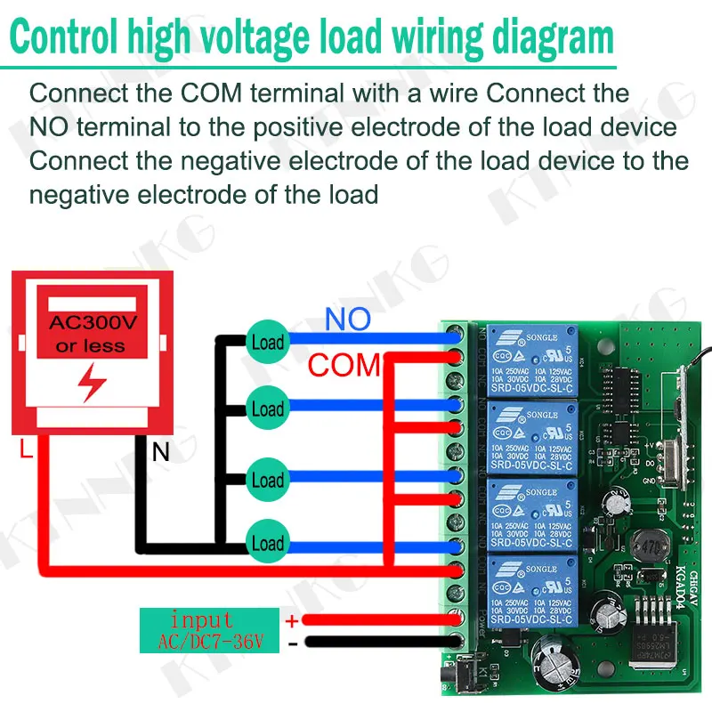 KTNNKG AC/DC 12 В 24 В 10A беспроводной пульт дистанционного управления 4CH релейный модуль приемника и EV1527 RF передатчик 433 МГц пульт дистанционного управления