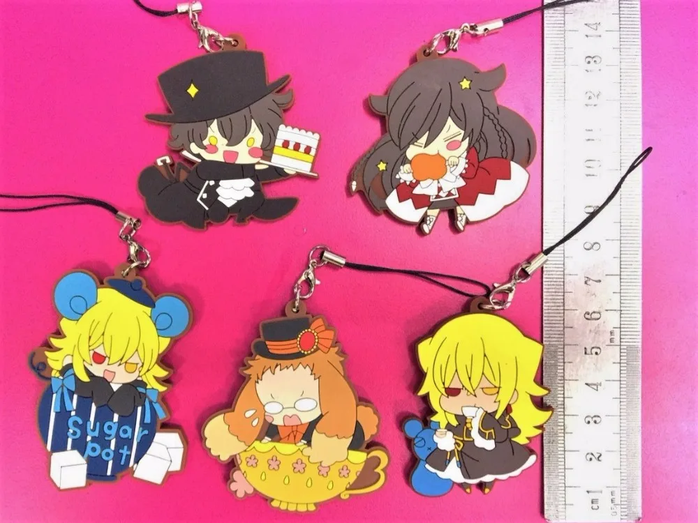 G475 5pcslot Original Japanese anime figure rubber Silicone sweet smell mobile phone charms keychain strap