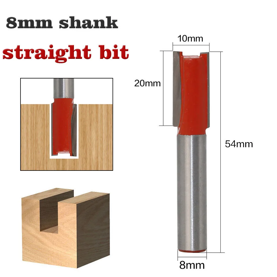 

1pc 8mm Shank Two Flute Straight/Dado Wood Router Bit C3 Carbide 10mm Diameter Woodworking Tools Cutter For Wood Cheap Price